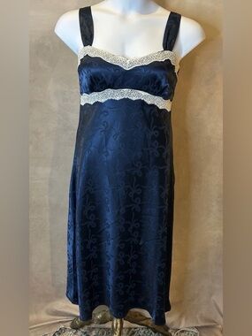 NWT Signify Blue Textured Satin Slip Dress Size L